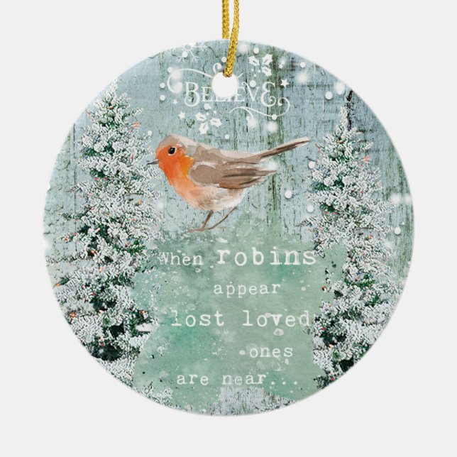 robin christmas ornament winter snow decoration (Front)