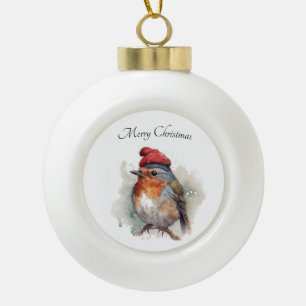 Robin Christmas Tree Family Heirloom Ceramic Ball Christmas Ornament