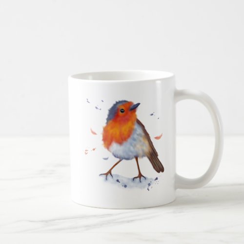 Robin coffee mug Watercolor design Editable text Coffee Mug