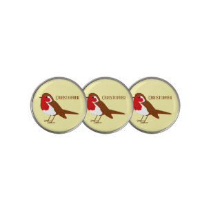 Robin Design Personalised Any Colour Background Golf Ball Marker
