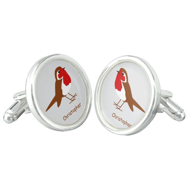 Robin Design Personalised Cufflinks (Angled)