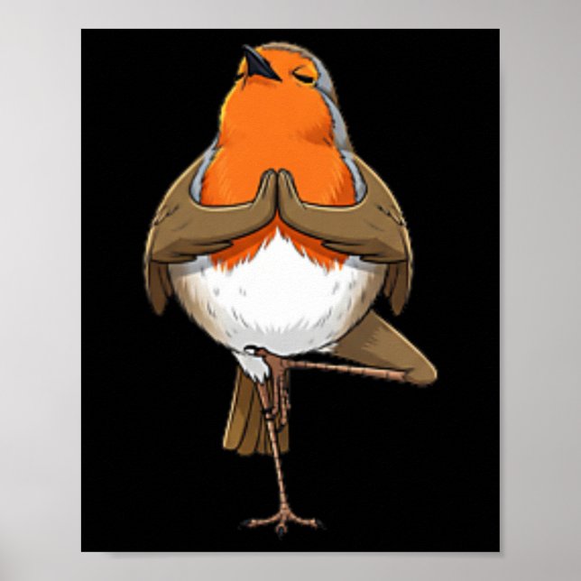 Robin Does Yoga Pose Meditation Funny Bird  Poster (Front)