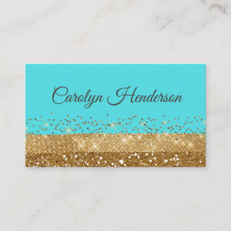 Robin Egg Blue and Gold Glittery Business Card