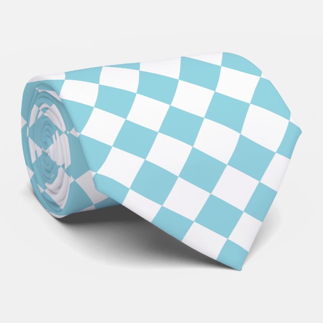 Robin Egg Blue and White Chevron Pattern Classic Neck Tie (Rolled)