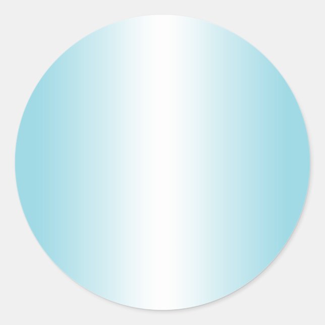 Robin Egg Blue and White Gradient Blank Classic Round Sticker (Front)