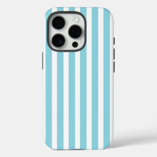 Robin Egg Blue and White Striped iPhone 16 Pro Case