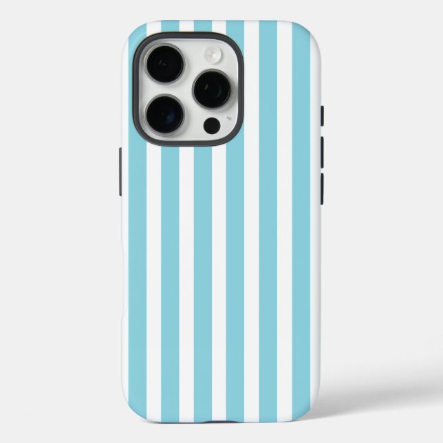 Robin Egg Blue and White Striped Case-Mate iPhone Case (Back)