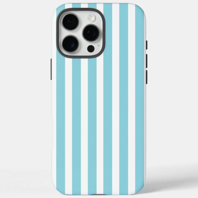 Robin Egg Blue and White Striped Case-Mate iPhone Case (Back)