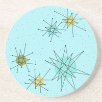 Robin Egg Blue Atomic Starburst Sandstone Coaster