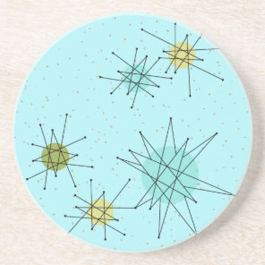 Robin Egg Blue Atomic Starburst Sandstone Coaster