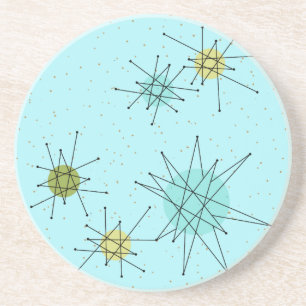 Robin Egg Blue Atomic Starburst Sandstone Coaster