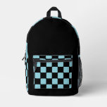  Robin Egg Blue &amp; Black  Printed Backpack