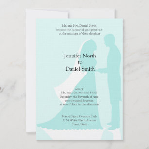 Robin Egg Blue Bride And Groom Wedding Invites