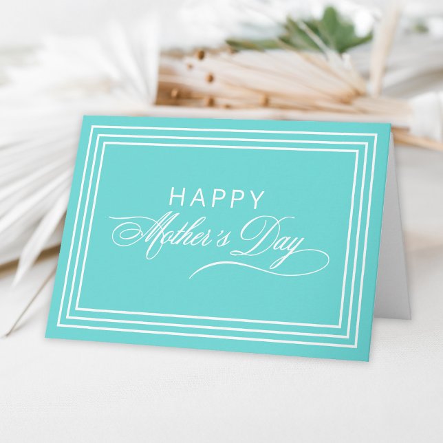 Robin Egg Blue Calligraphy Happy Mother's Day Card (Creator Uploaded)