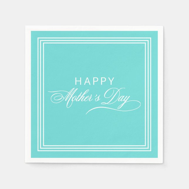 Robin Egg Blue Calligraphy Mother's Day Napkins (Front)