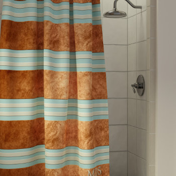 Robin Egg Blue Copper Stripes Shower Curtain by mothersdaisy at Zazzle