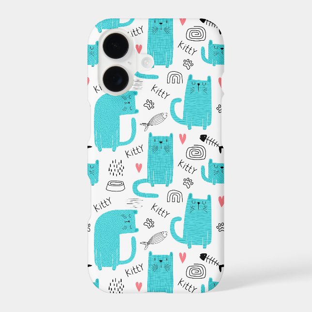 Robin Egg Blue Cute Cat Pattern Samsung Galaxy Case (Back)