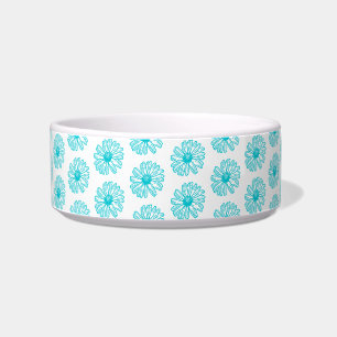 Robin Egg Blue Daisy Print, Hippie Flowers Pattern Bowl