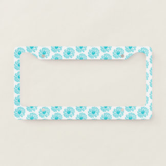 Robin Egg Blue Daisy Print, Hippie Flowers Pattern License Plate Frame