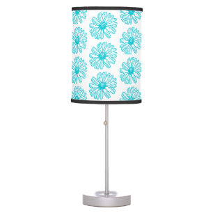 Robin Egg Blue Daisy Print, Hippie Flowers Pattern Table Lamp