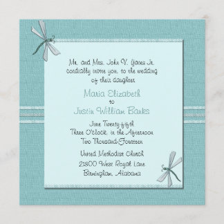 Robin Egg Blue Dragon Fly Wedding Invitation