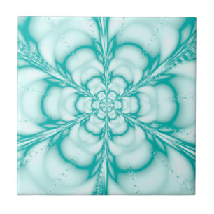 Robin Egg Blue Floral Turquoise Print Ceramic Tile