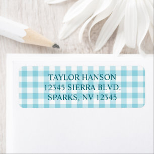 Robin Egg Blue Gingham Plaid Label