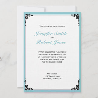Robin Egg Blue Initials Posh Wedding Invitation