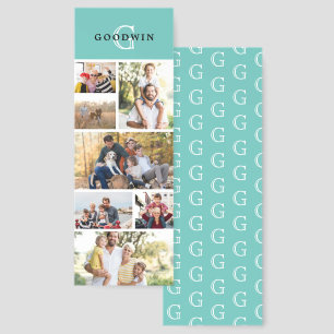 Robin Egg Blue Monogram 6 Family Photos Collage Bookmarks
