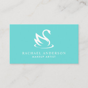 Robin Egg Blue Swan Logo Minimalist Business Card