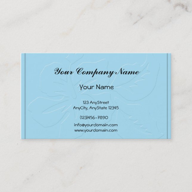 Robin Egg Blue Tone on Tone Hibiscus Business Card (Front)