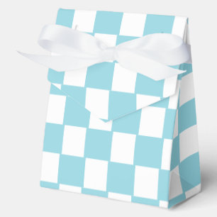 Robin Egg Blue with White Square Pattern Tent Favor Boxes