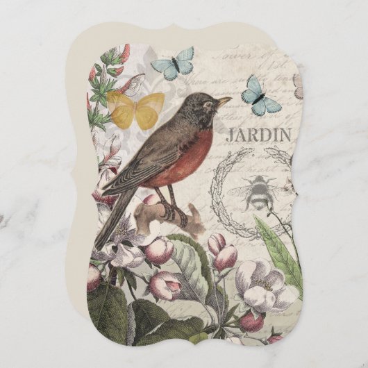 Robin Elegant Bird Butterfly French Art (Front/Back)