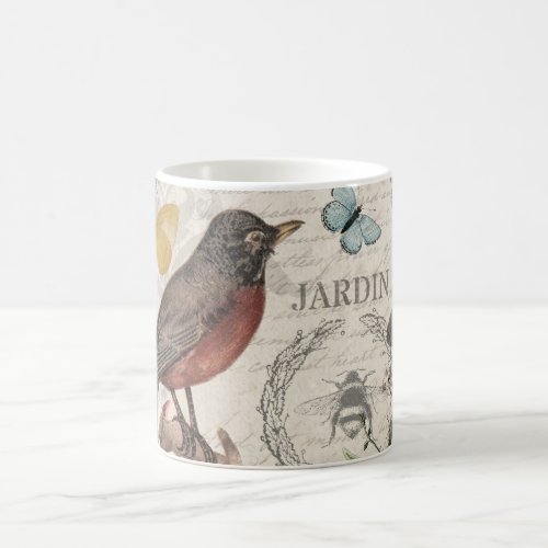 Robin Elegant Bird Butterfly French Art Coffee Mug