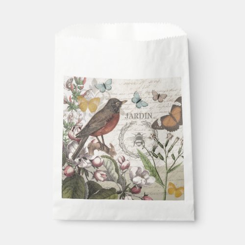 Robin Elegant Bird Butterfly French Art Favor Bag