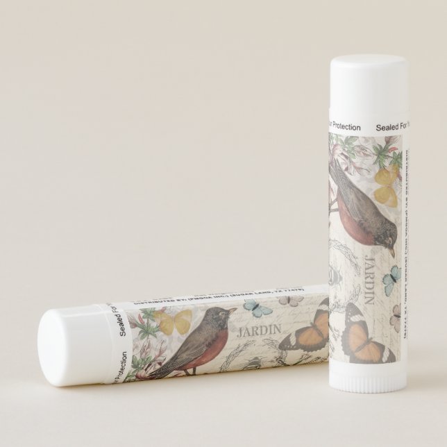 Robin Elegant Bird Butterfly French Art Lip Balm (Rotated Right)