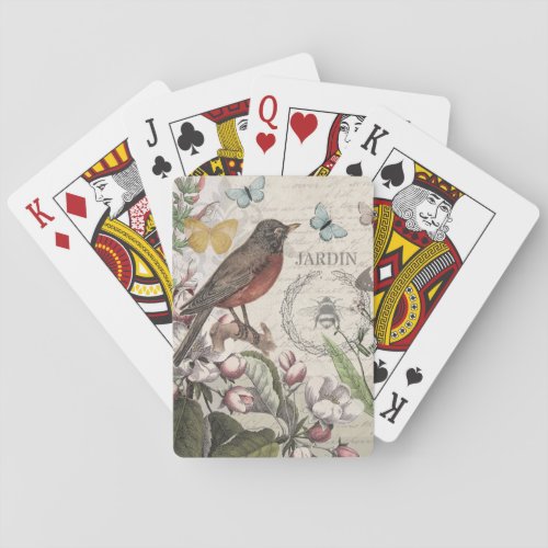 Robin Elegant Bird Butterfly French Art Playing Cards