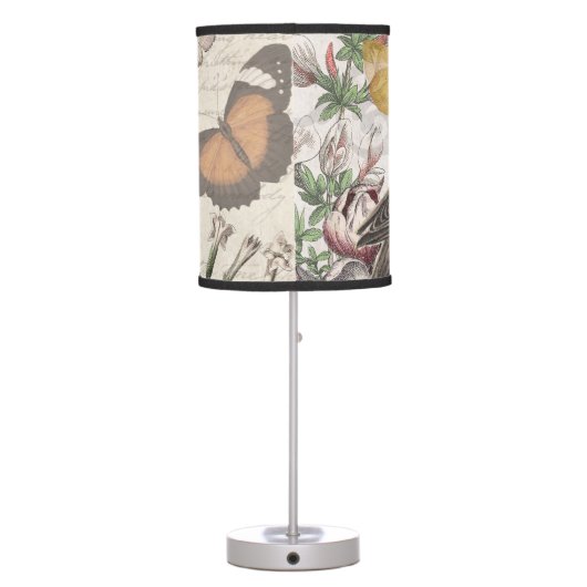Robin Elegant Bird Butterfly French Art Table Lamp (Back)