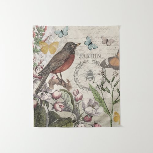 Robin Elegant Bird Butterfly French Art Tapestry