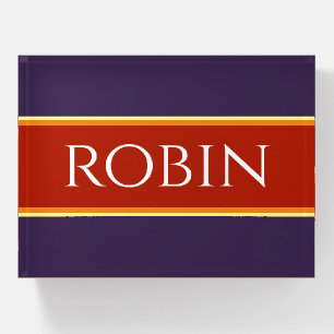 ROBIN Fun Colorful Orange Purple Yellow Stripes Paperweight