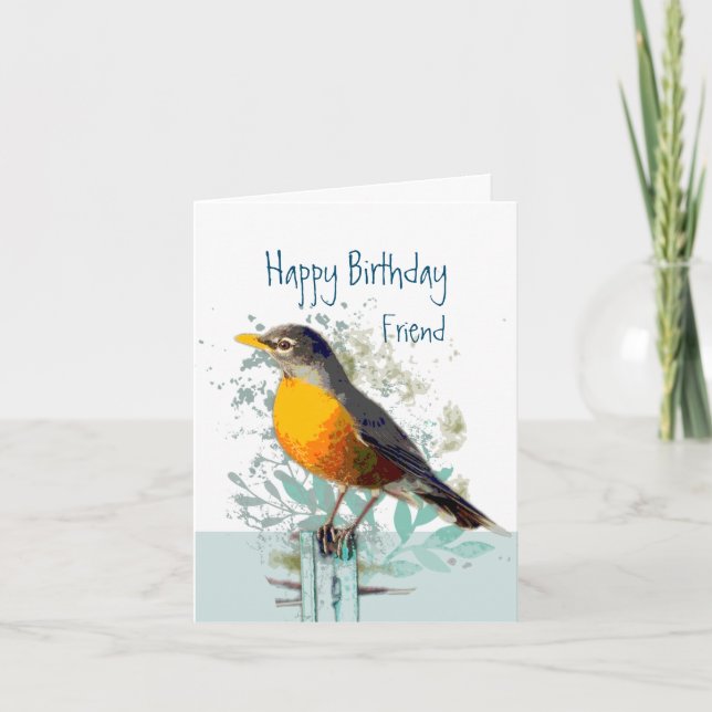 Robin Garden Bird Wildlife Friend Birthday Card (Front)