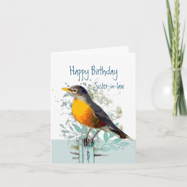 Robin Garden Bird Wildlife Sister-in-law Birthday  Card (Front)