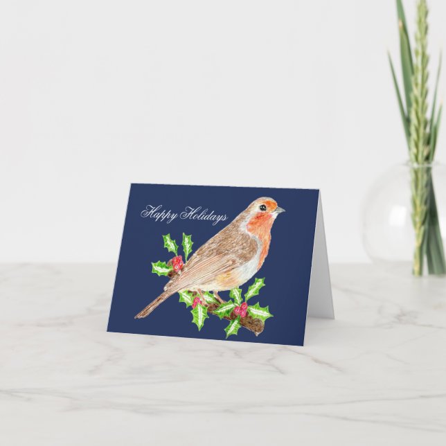 Robin Happy Holidays Christmas Card (Front)