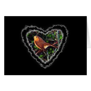 Robin Heart Valentine Romance Love Card by Linandara at Zazzle