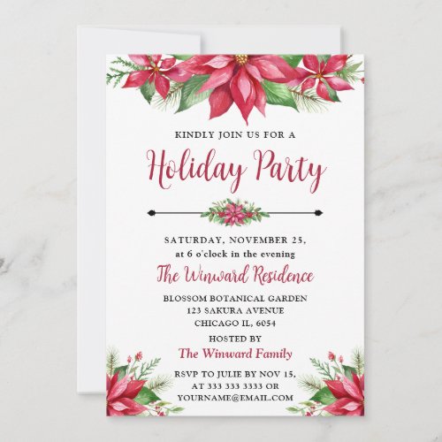 Robin  Holly and Winter Berry Christmas Luncheon Invitation