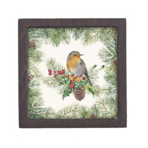 Robin holly pine Christmas Gift Box