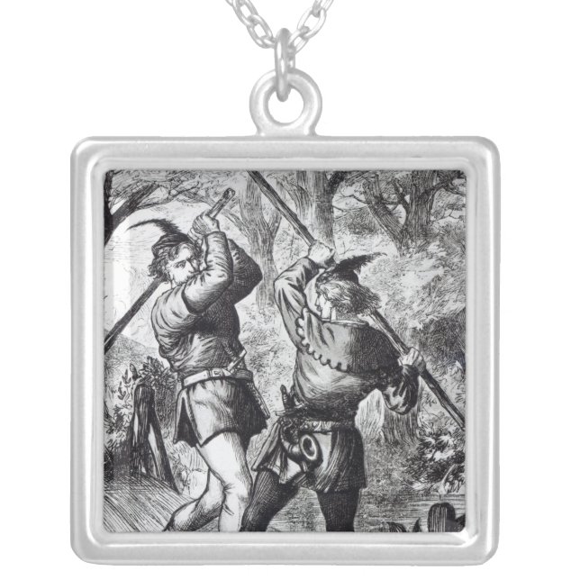 Robin Hood and Little John Silver Plated Necklace (Front)