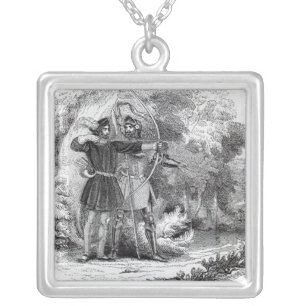Robin Hood and Little John Silver Plated Necklace