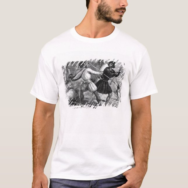 Robin Hood and the Tanner with Quarter-staffs T-Shirt (Front)
