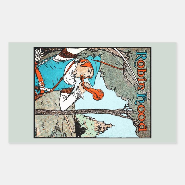 Robin Hood Antique Illustration Merry Men Rectangular Sticker (Front)